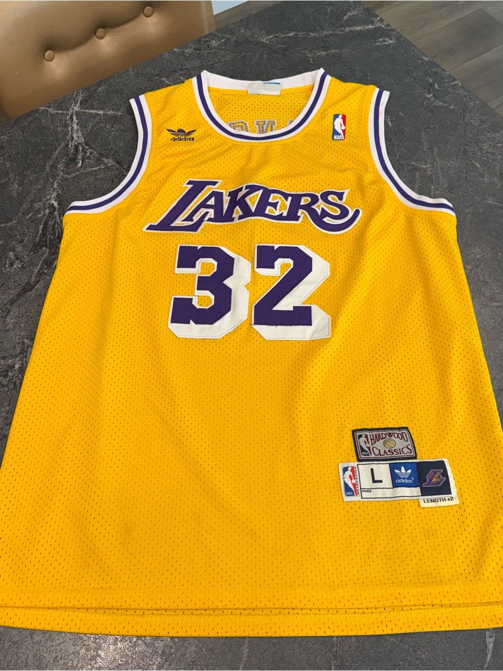 Adidas NBA Hardwood Classics Magic Johnson LA Lakers 32 Jersey Large - Picture 6 of 14